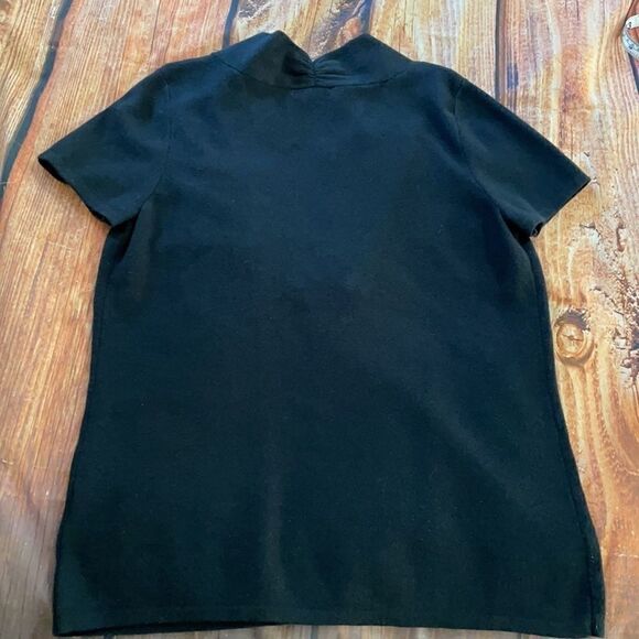 Mercer Street Studio diamanté Embellished Black short sleeve V neck top Size M - Picture 4 of 7